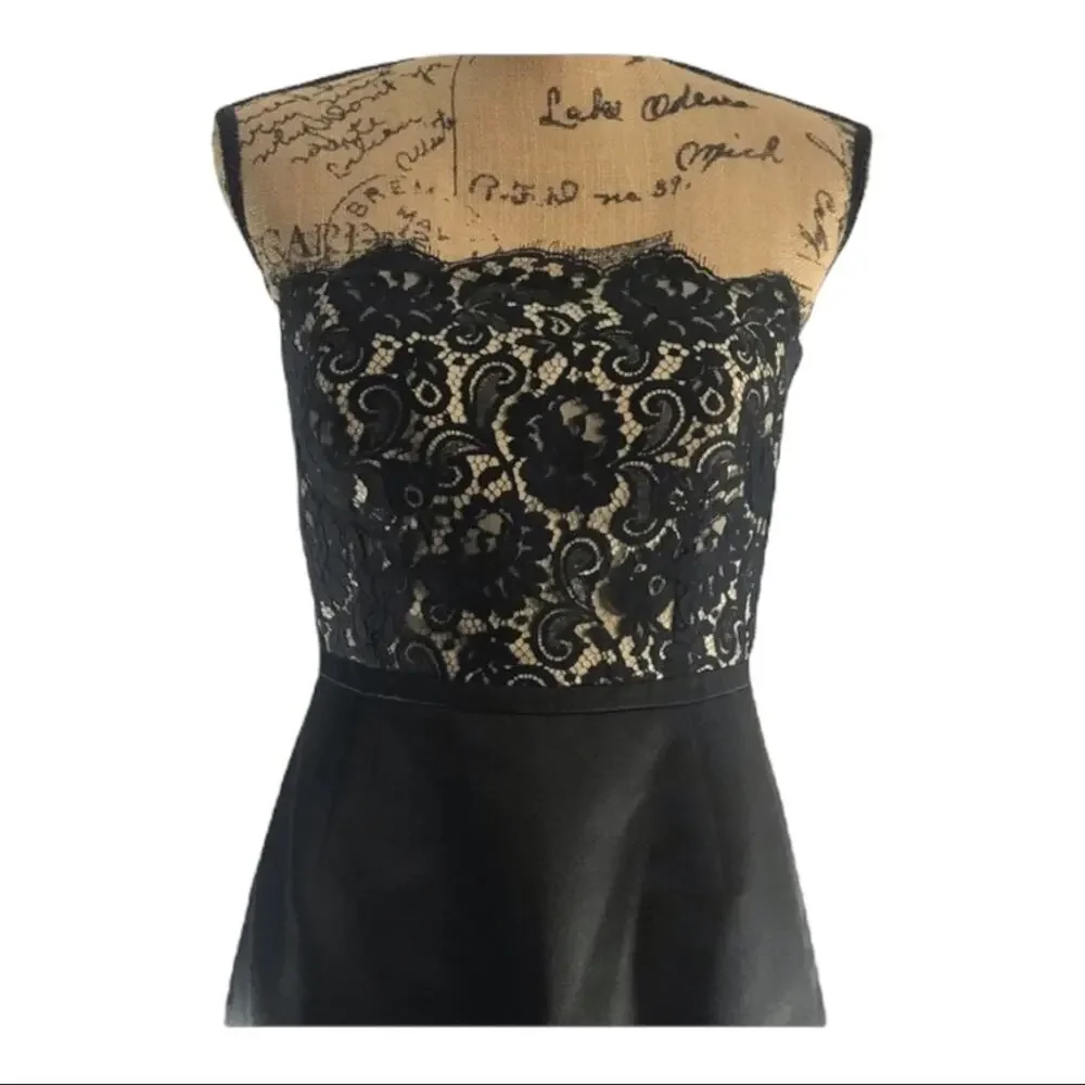 ANN TAYLOR VTG Strapless Black Satin & Lace Prom or Evening Gown 4 - Picture 8 of 12